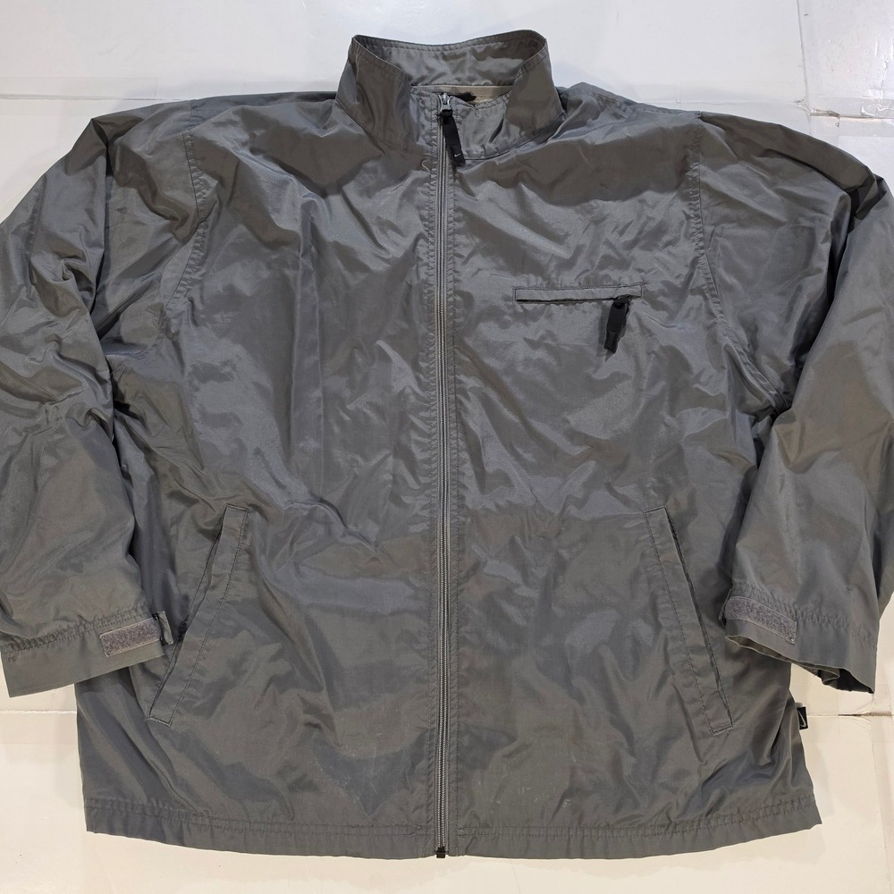 Nike Mens Full Zip Windbreaker Jacket Grey Jersey Lined XL Pocket Logo Vtg 2001